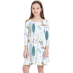 Pattern-sloth-woodland Kids  Quarter Sleeve Skater Dress by Salman4z