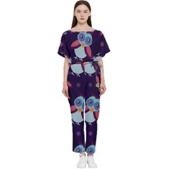 Owl-pattern-background Batwing Lightweight Chiffon Jumpsuit by Salman4z