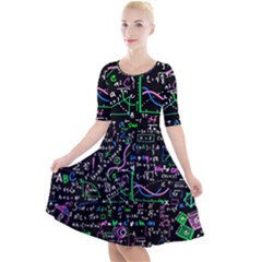 Math-linear-mathematics-education-circle-background Quarter Sleeve A-line Dress by Salman4z