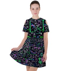 Math-linear-mathematics-education-circle-background Short Sleeve Shoulder Cut Out Dress  by Salman4z