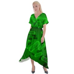 Green-rod-shaped-bacteria Cross Front Sharkbite Hem Maxi Dress by Salman4z