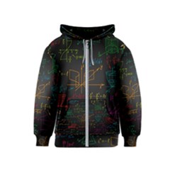 Mathematical-colorful-formulas-drawn-by-hand-black-chalkboard Kids  Zipper Hoodie by Salman4z