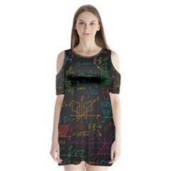 Mathematical-colorful-formulas-drawn-by-hand-black-chalkboard Shoulder Cutout Velvet One Piece by Salman4z