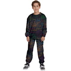 Mathematical-colorful-formulas-drawn-by-hand-black-chalkboard Kids  Sweatshirt Set by Salman4z