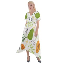 Seamless-tropical-pattern-with-papaya Cross Front Sharkbite Hem Maxi Dress by Salman4z