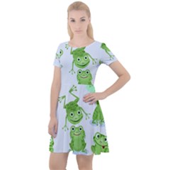 Cute-green-frogs-seamless-pattern Cap Sleeve Velour Dress  by Salman4z