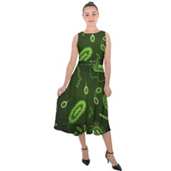 Bacteria-virus-seamless-pattern-inversion Midi Tie-back Chiffon Dress by Salman4z