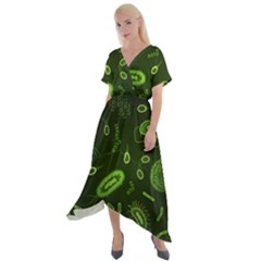 Bacteria-virus-seamless-pattern-inversion Cross Front Sharkbite Hem Maxi Dress by Salman4z