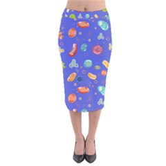 Virus-seamless-pattern Velvet Midi Pencil Skirt by Salman4z