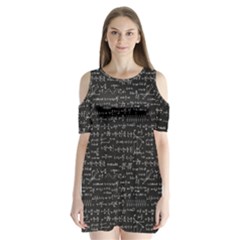 Math-equations-formulas-pattern Shoulder Cutout Velvet One Piece by Salman4z