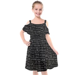 Math-equations-formulas-pattern Kids  Cut Out Shoulders Chiffon Dress by Salman4z