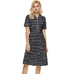 Math-equations-formulas-pattern Button Top Knee Length Dress by Salman4z