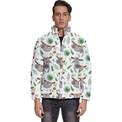 Seamless-pattern-with-cute-sloths Men s Puffer Bubble Jacket Coat by Salman4z