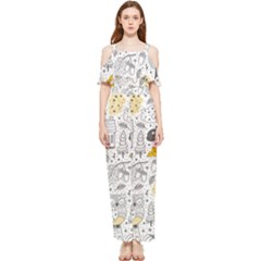 Doodle-seamless-pattern-with-autumn-elements Draped Sleeveless Chiffon Jumpsuit by Salman4z