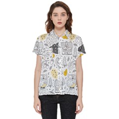 Doodle-seamless-pattern-with-autumn-elements Short Sleeve Pocket Shirt by Salman4z