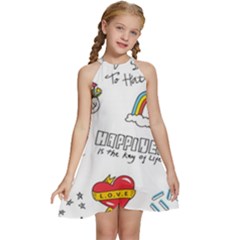 Abstract-fashion-background-suitable-fabric-printing Kids  Halter Collar Waist Tie Chiffon Dress by Salman4z