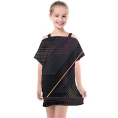 Gradient-geometric-shapes-dark-background Kids  One Piece Chiffon Dress by Salman4z