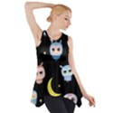 Cute-owl-doodles-with-moon-star-seamless-pattern Side Drop Tank Tunic View1