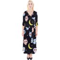 Cute-owl-doodles-with-moon-star-seamless-pattern Quarter Sleeve Wrap Maxi Dress View1