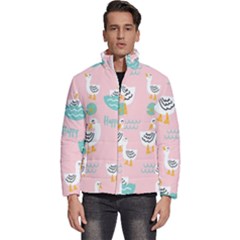 Cute-happy-duck-gift-card-design-seamless-pattern-template Men s Puffer Bubble Jacket Coat by Salman4z