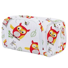 Seamless-pattern-vector-owl-cartoon-with-bugs Toiletries Pouch by Salman4z