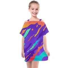 Multicolored-abstract-background Kids  One Piece Chiffon Dress by Salman4z