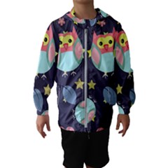 Owl-stars-pattern-background Kids  Hooded Windbreaker by Salman4z