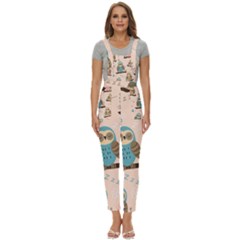 Seamless-pattern-owls-dream-cute-style-pajama-fabric Women s Pinafore Overalls Jumpsuit by Salman4z