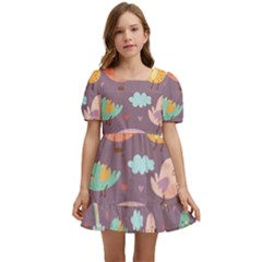 Cute-seamless-pattern-with-doodle-birds-balloons Kids  Short Sleeve Dolly Dress by Salman4z