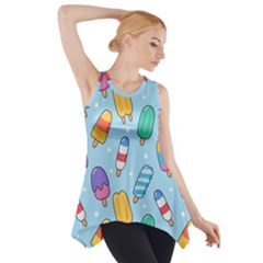 Cute-kawaii-ice-cream-seamless-pattern Side Drop Tank Tunic by Salman4z