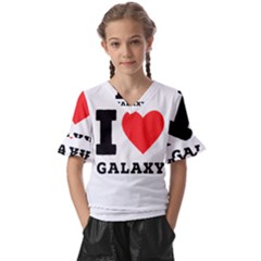 I Love Galaxy  Kids  V-neck Horn Sleeve Blouse by ilovewhateva