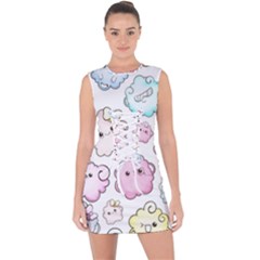 Cute-doodle-cartoon-seamless-pattern Lace Up Front Bodycon Dress by Salman4z