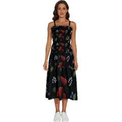 Floral-folk-fashion-ornamental-embroidery-pattern Sleeveless Shoulder Straps Boho Dress by Salman4z