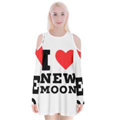 I Love New Moon Velvet Long Sleeve Shoulder Cutout Dress by ilovewhateva