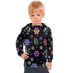 Embroidery-seamless-pattern-with-flowers Kids  Hooded Pullover by Salman4z