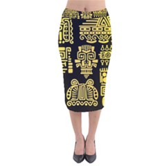 American-golden-ancient-totems Velvet Midi Pencil Skirt by Salman4z