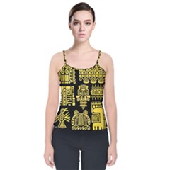 American-golden-ancient-totems Velvet Spaghetti Strap Top by Salman4z