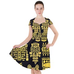 American-golden-ancient-totems Cap Sleeve Midi Dress by Salman4z