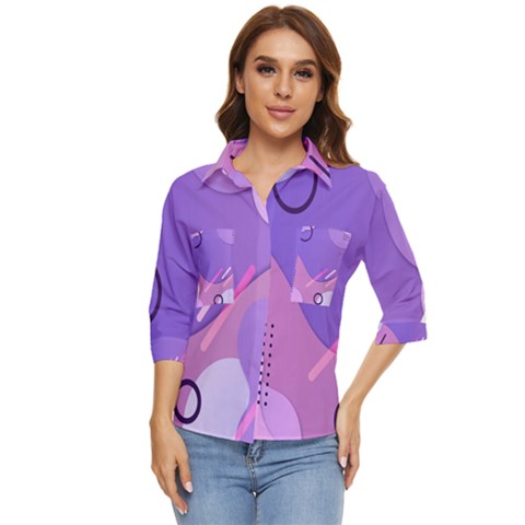 Colorful-abstract-wallpaper-theme Women s Quarter Sleeve Pocket Shirt by Salman4z