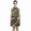 Texture-military-camouflage-repeats-seamless-army-green-hunting Velvet Halter Neckline Dress  View1