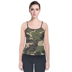 Texture-military-camouflage-repeats-seamless-army-green-hunting Velvet Spaghetti Strap Top by Salman4z