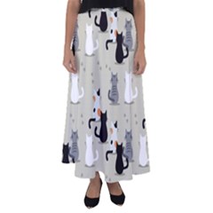 Cute-cat-seamless-pattern Flared Maxi Skirt by Salman4z