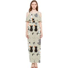 Cute-cat-seamless-pattern Draped Sleeveless Chiffon Jumpsuit by Salman4z