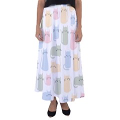 Cute-cat-colorful-cartoon-doodle-seamless-pattern Flared Maxi Skirt by Salman4z