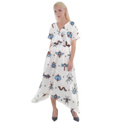 Insects-icons-square-seamless-pattern Cross Front Sharkbite Hem Maxi Dress by Salman4z