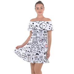 Big-collection-with-hand-drawn-objects-valentines-day Off Shoulder Velour Dress by Salman4z