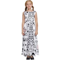 Big-collection-with-hand-drawn-objects-valentines-day Kids  Satin Sleeveless Maxi Dress by Salman4z