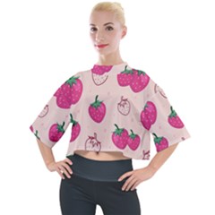 Seamless-strawberry-fruit-pattern-background Mock Neck Tee by Salman4z