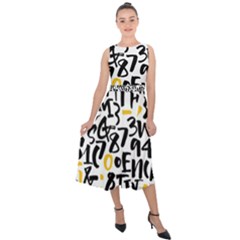 Letters-pattern Midi Tie-back Chiffon Dress by Salman4z