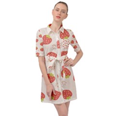 Strawberries-pattern-design Belted Shirt Dress by Salman4z